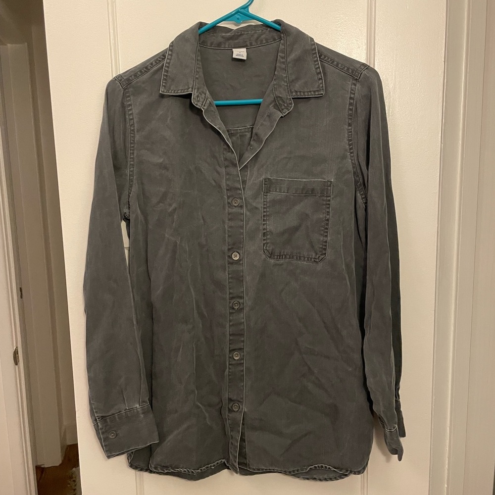 Old Navy - Tencel Washed Black / Dark Grey Button Down Shirt - Size S